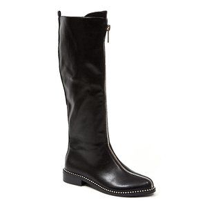 Stylish Black Fashion Leather Knee High Flat Boot